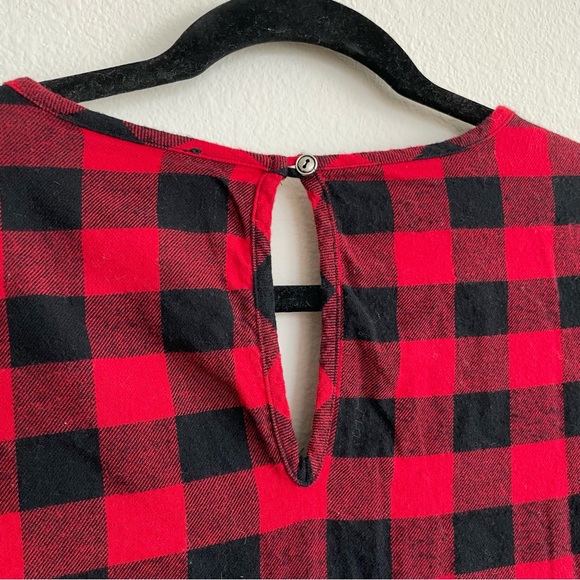 Fantastic Fawn 100% Cotton Flannel Black & Red Button Down Shirt Ruffle Blouse - Picture 5 of 8